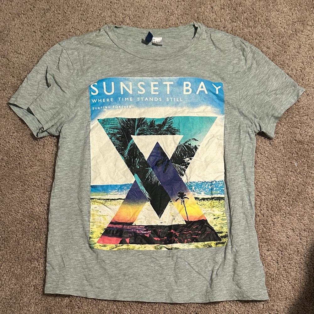 Divided Gray Sunset Bay Graphic Tee